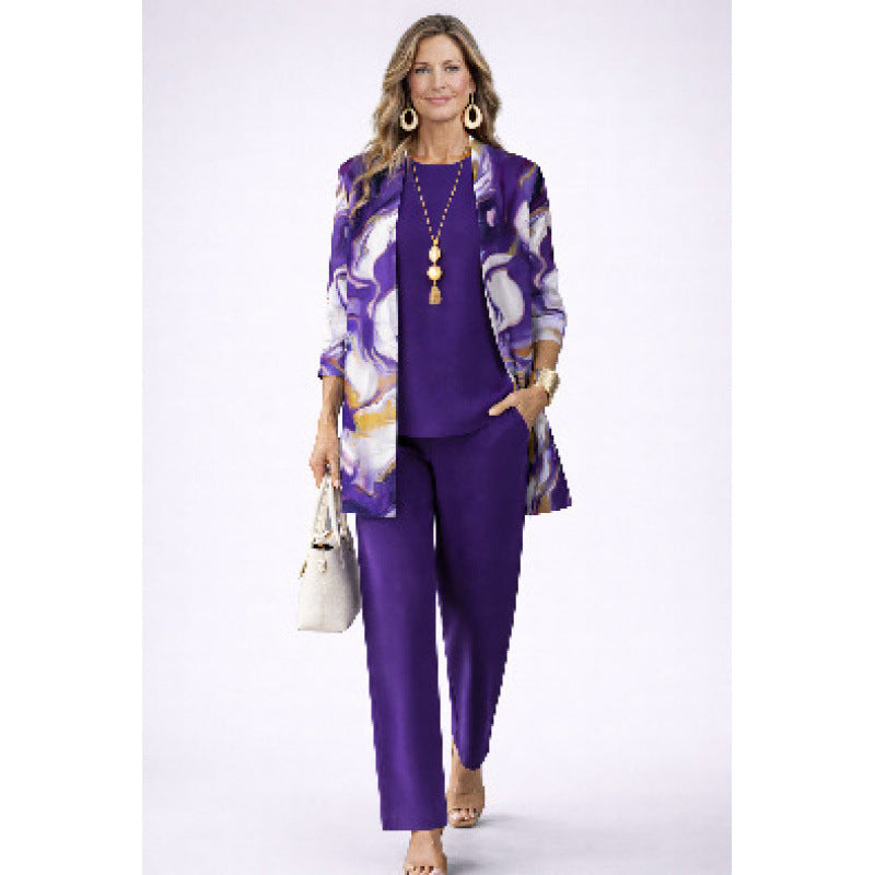 Women's 3D Print Top, Vest and Pants Set