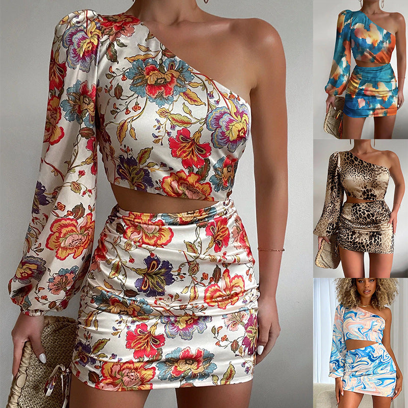 Women's Diagonal Shoulder Flowy Summer Dress