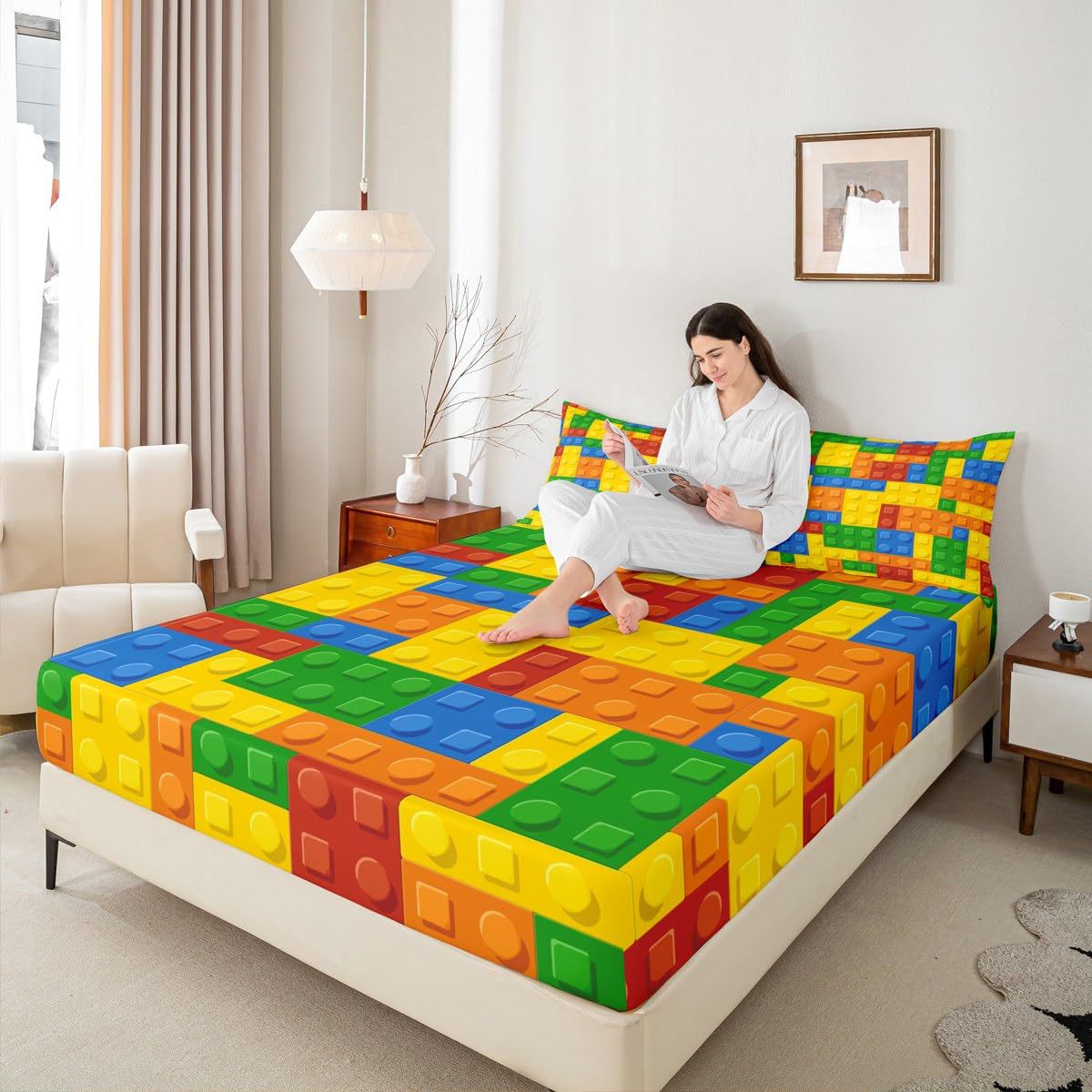 Geometric Flannel Fitted Sheet Set