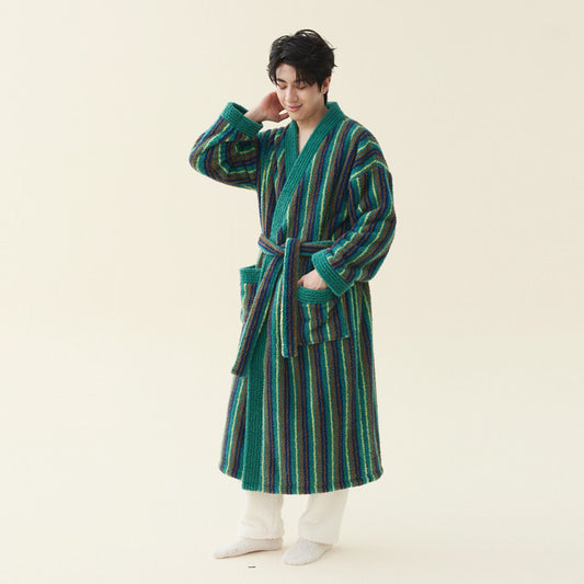 Men's Coral Fleece Kimono Bathrobe