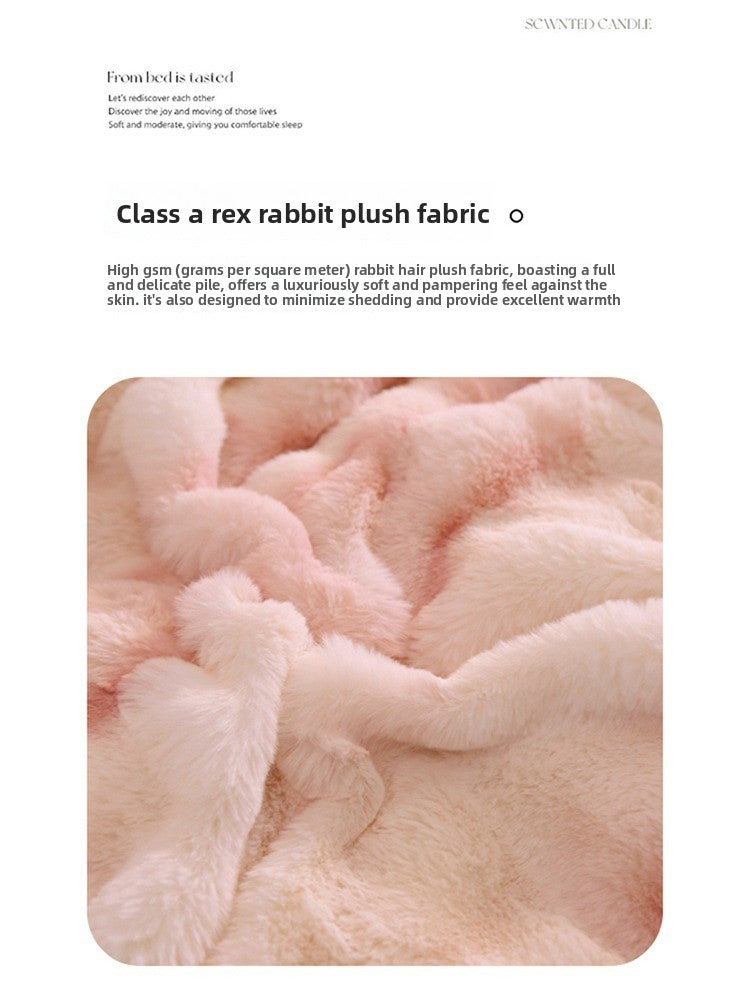 Rabbit Fur Plush Thickened Milk Velvet Bedding Set