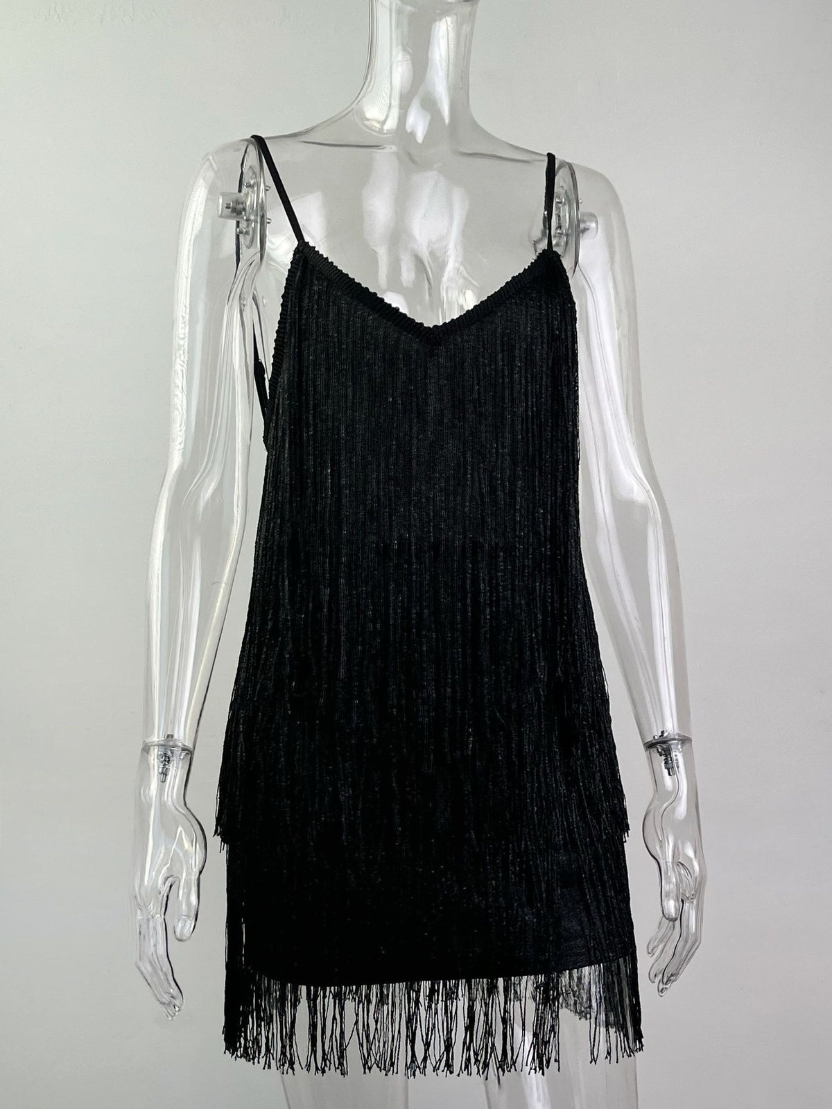 Women's Sequin Tassel Spaghetti Strap Mini Dress