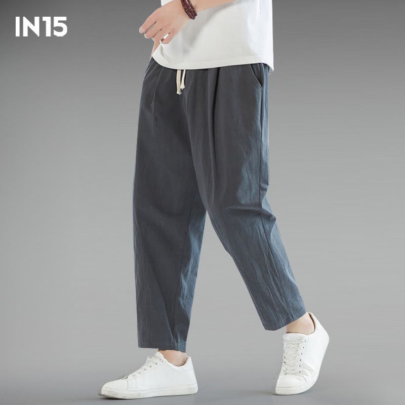Men's Cotton Linen Cropped Pants