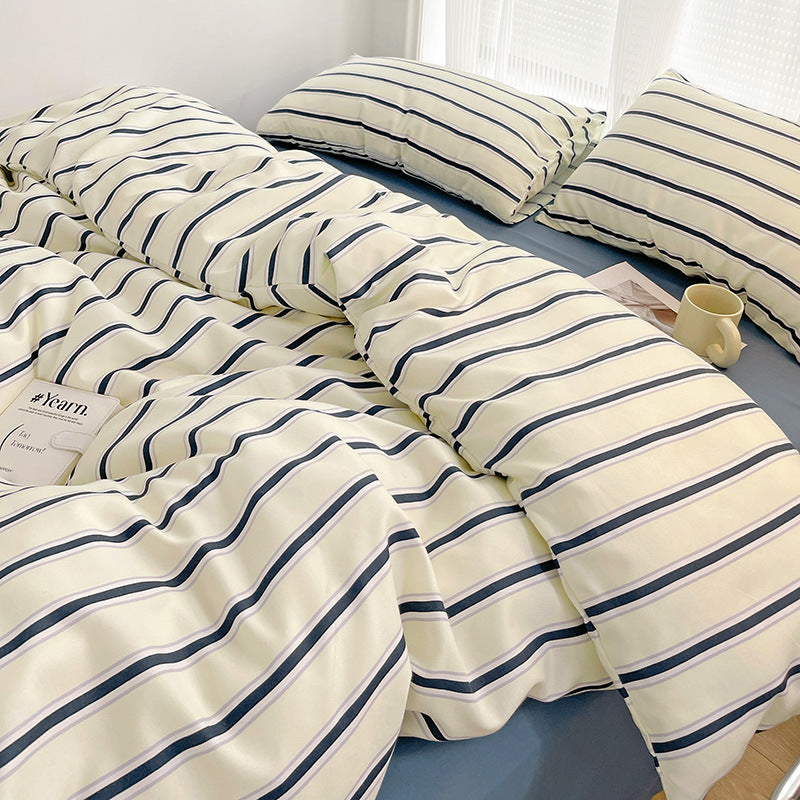 Retro Striped Brushed Bedding Set
