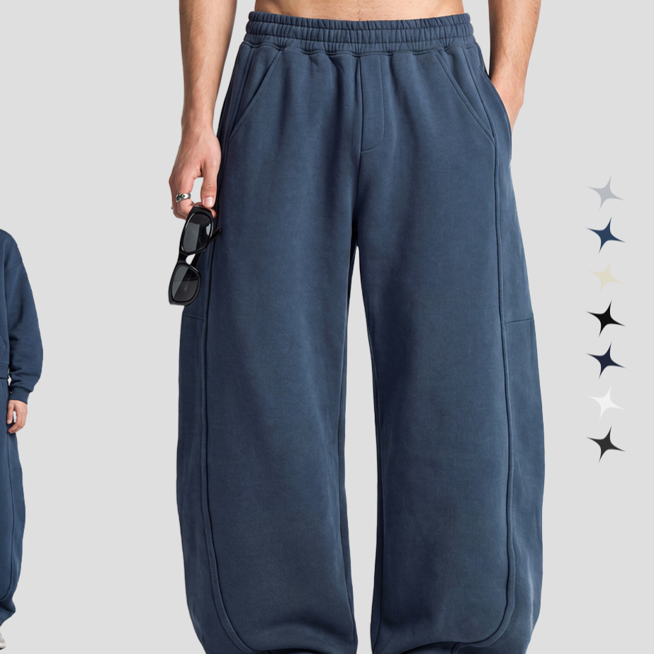 Heavyweight Terry Fabric Sweatpants Loose Fit Casual Pants