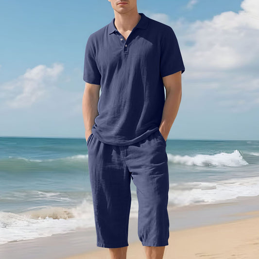 Men's Linen Shirt and Shorts Set