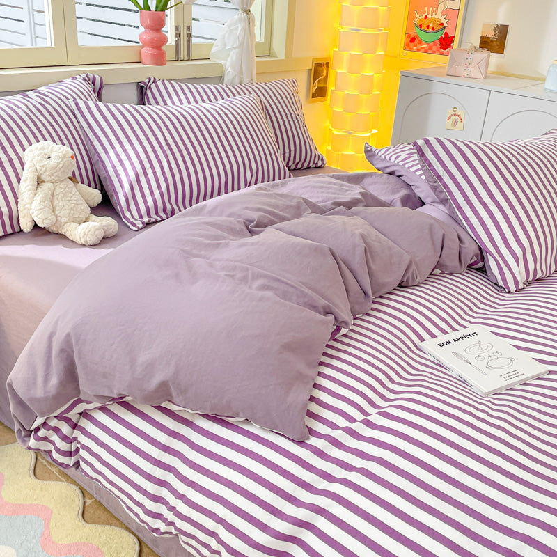 Vertical Striped Four-Piece Bedding Set