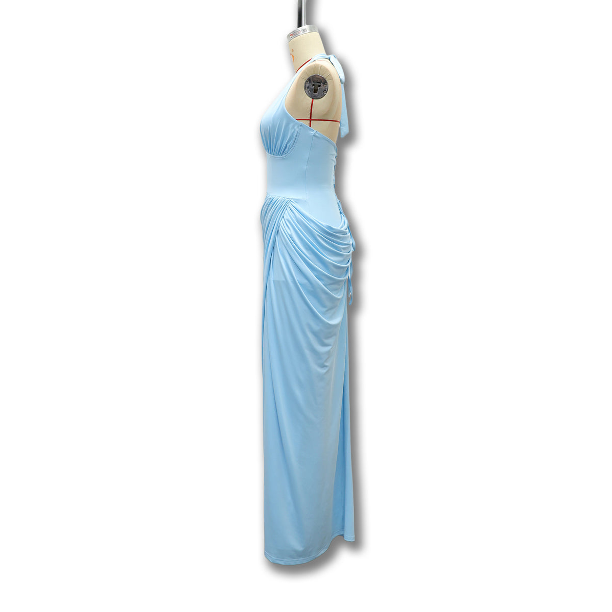 Women's Halter V-Neck Pleated Bodycon Dress