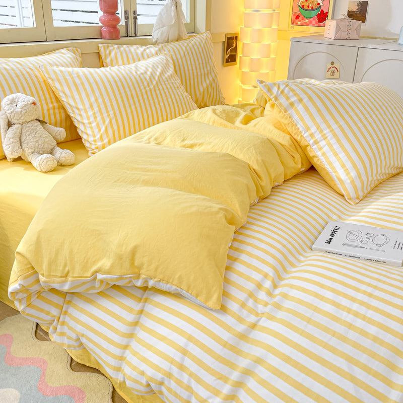 Vertical Striped Four-Piece Bedding Set