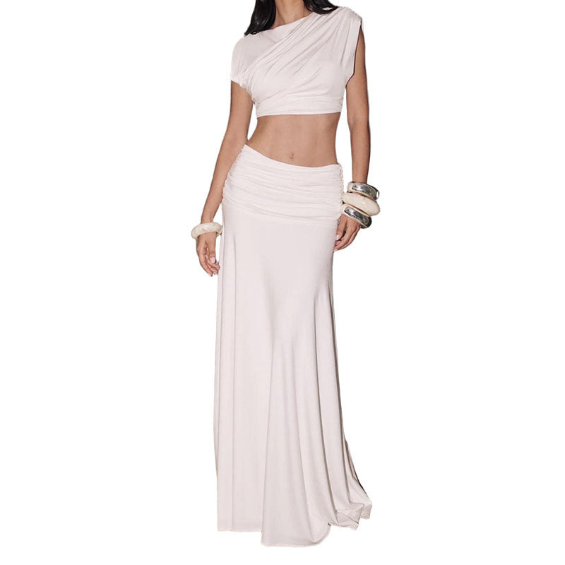 Women's Sleeveless Crop Top and Long Skirt Set