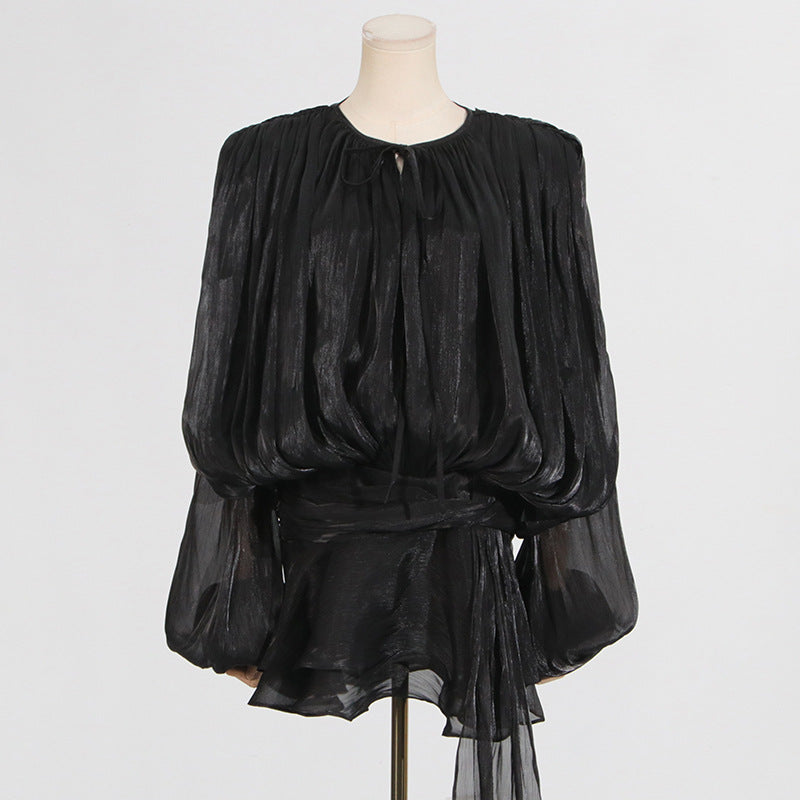 Women's Ruffled Hem Long Sleeve Dress