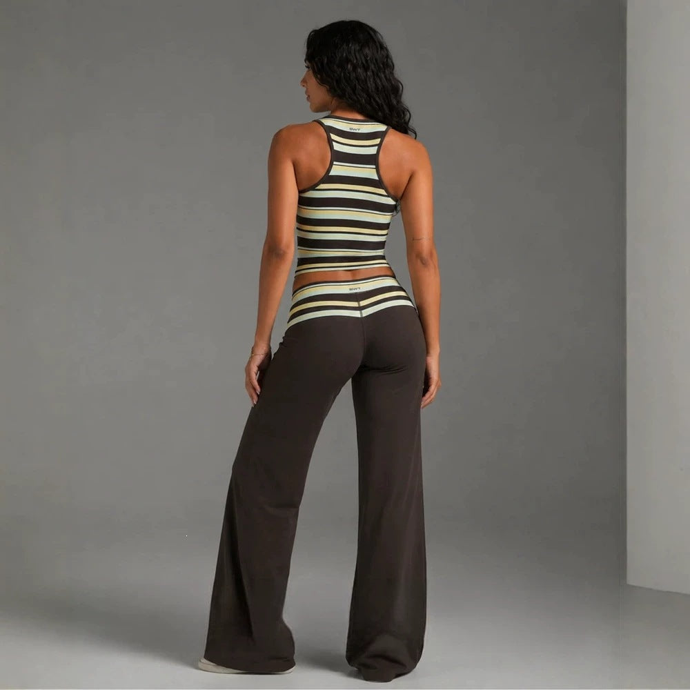 Women's Sleeveless Striped Top and Pants Set