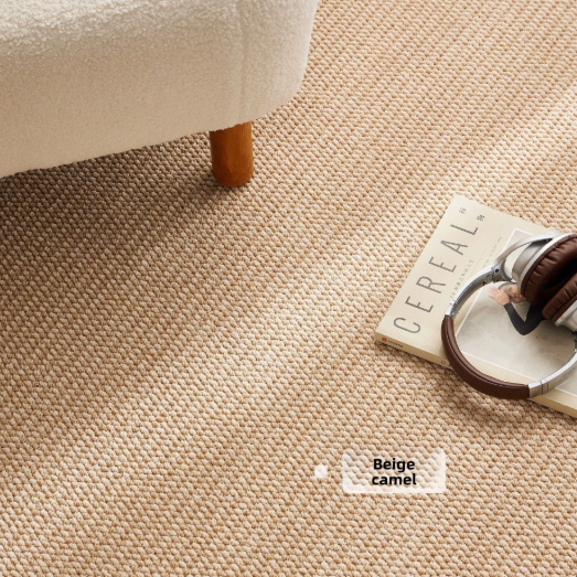 Faux Sisal Textured Area Rug in Ecru Beige