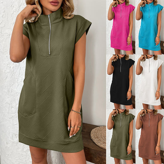 Women's Loose Straight Lapel Dress with Pockets