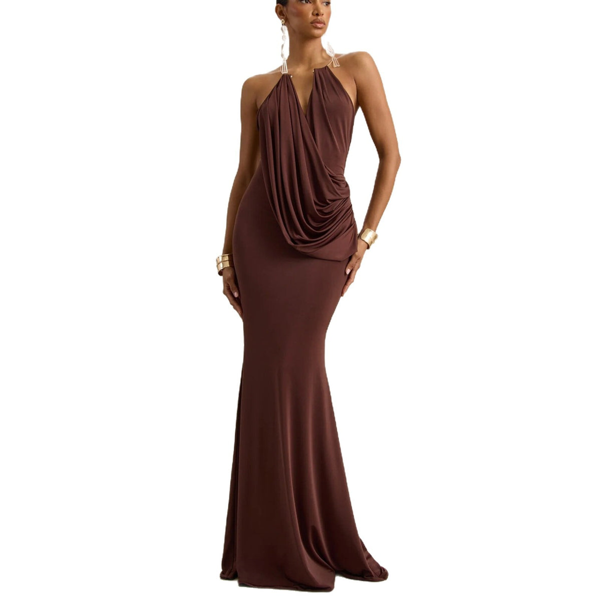 Women's Pleated Halter Bodycon Dress
