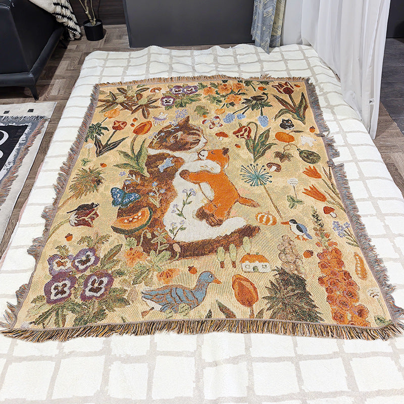 Cartoon Tassel Tapestry Throw