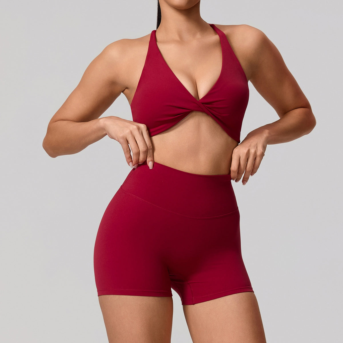 Cross-Back Sports Bra and Bottoms Set