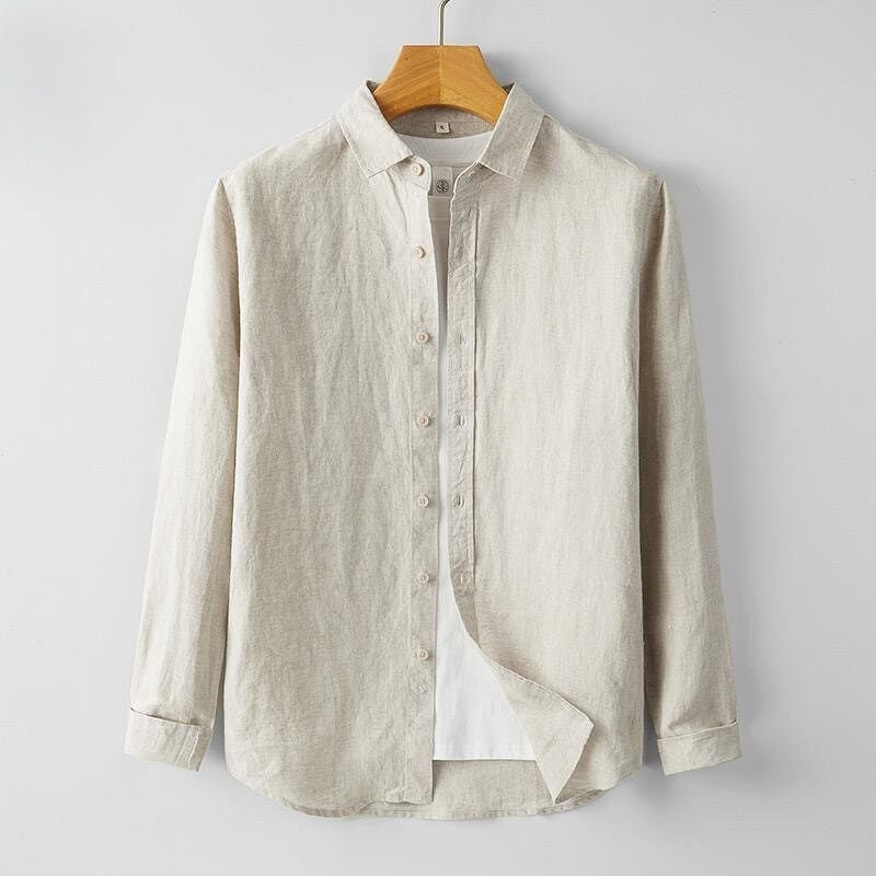 Men's Linen-Cotton Blend Cardigan Shirt
