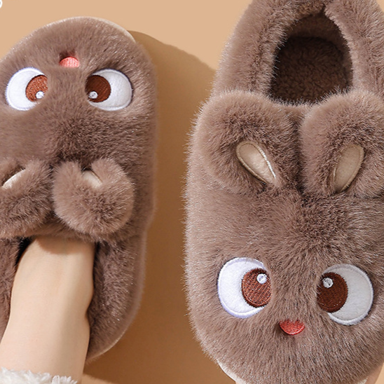 Plush Fleece-Lined Indoor Slippers for Women