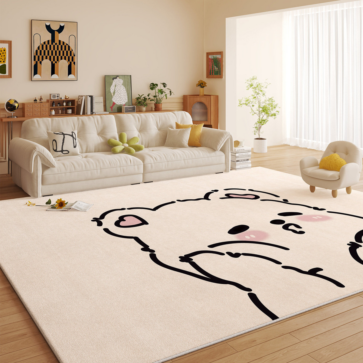 Faux Cashmere Washable Area Rug