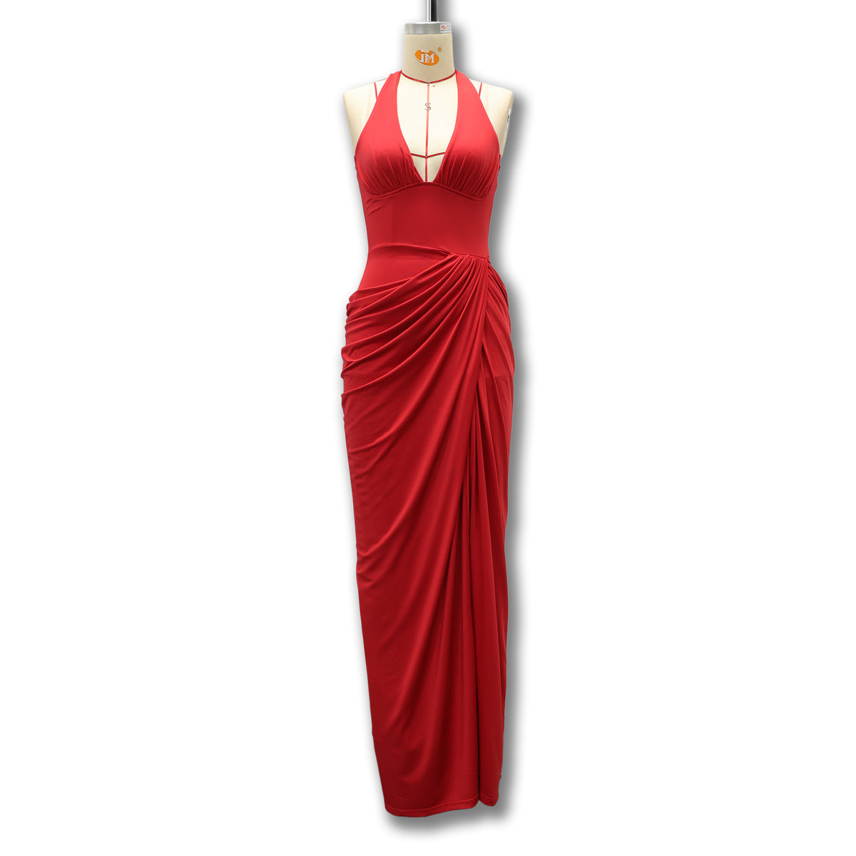 Women's Halter V-Neck Pleated Bodycon Dress