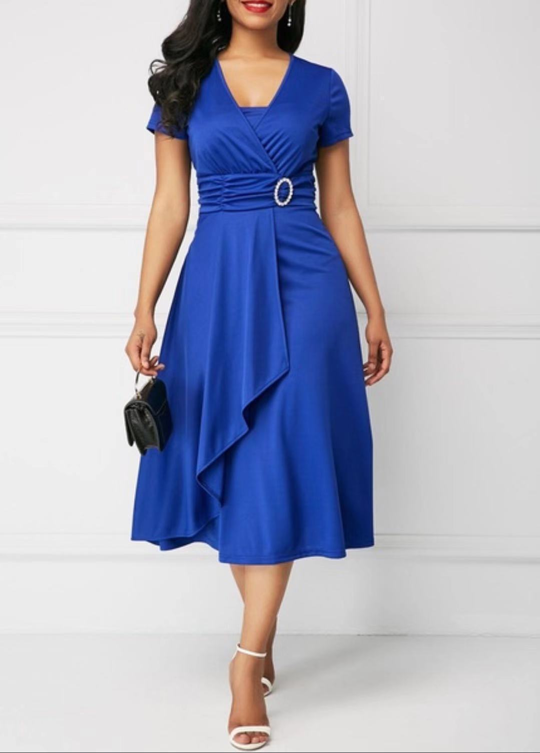 Women's Asymmetric V-Neck A-Line Dress