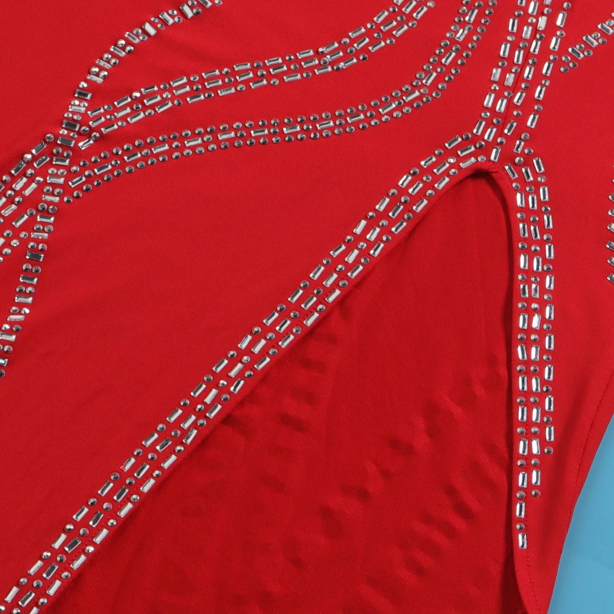 Women's Diamond Detail Slit Elastic Bodycon Dress