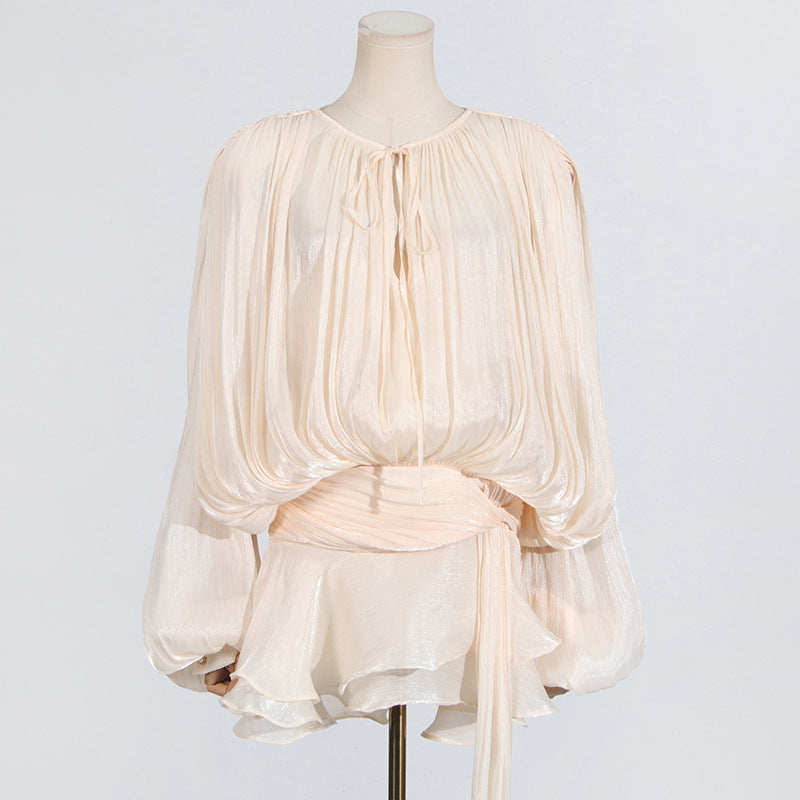 Women's Ruffled Hem Long Sleeve Dress