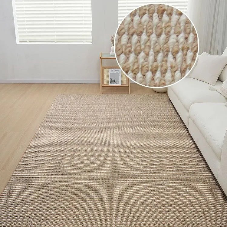 Faux Sisal Textured Area Rug in Cream White