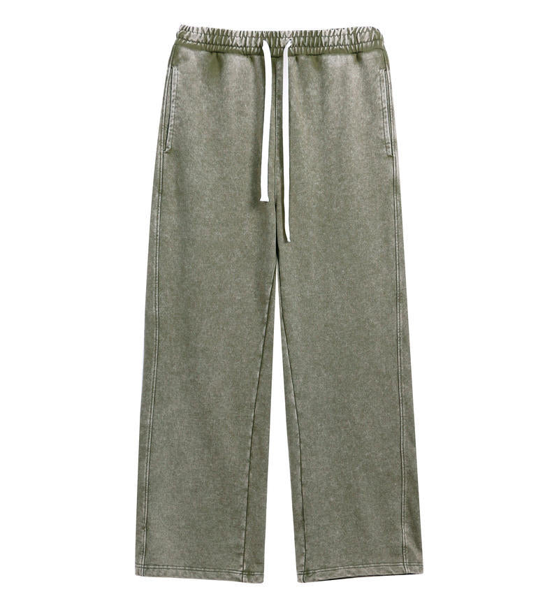 Washed and Distressed Pure Cotton Casual Pants