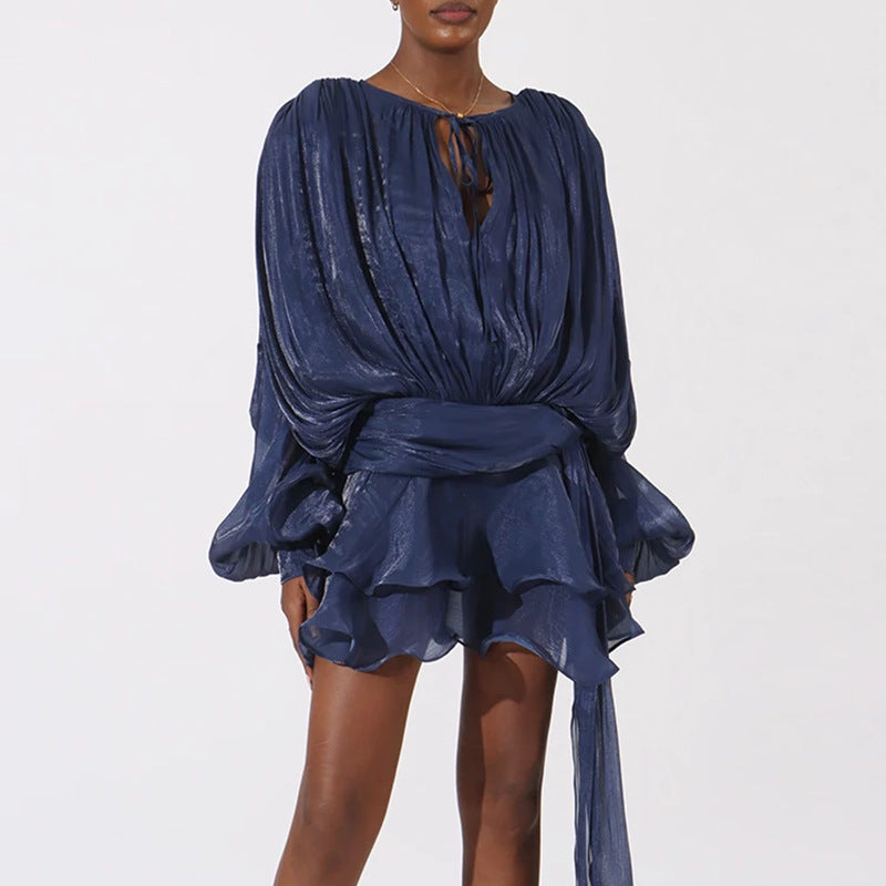 Women's Ruffled Hem Long Sleeve Dress