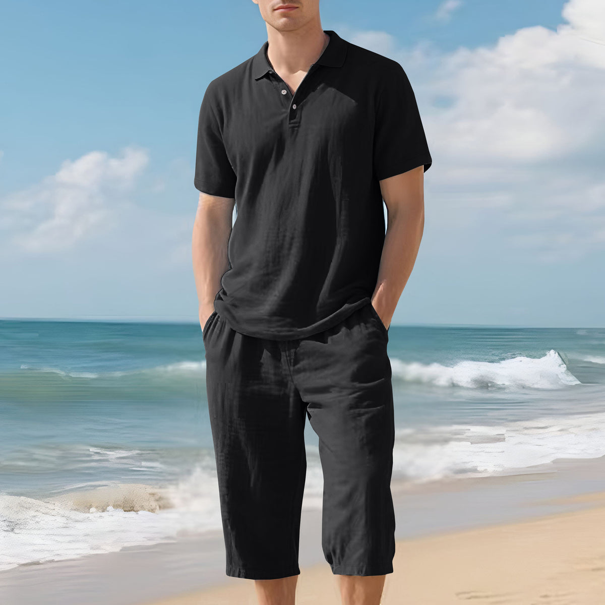 Men's Linen Shirt and Shorts Set