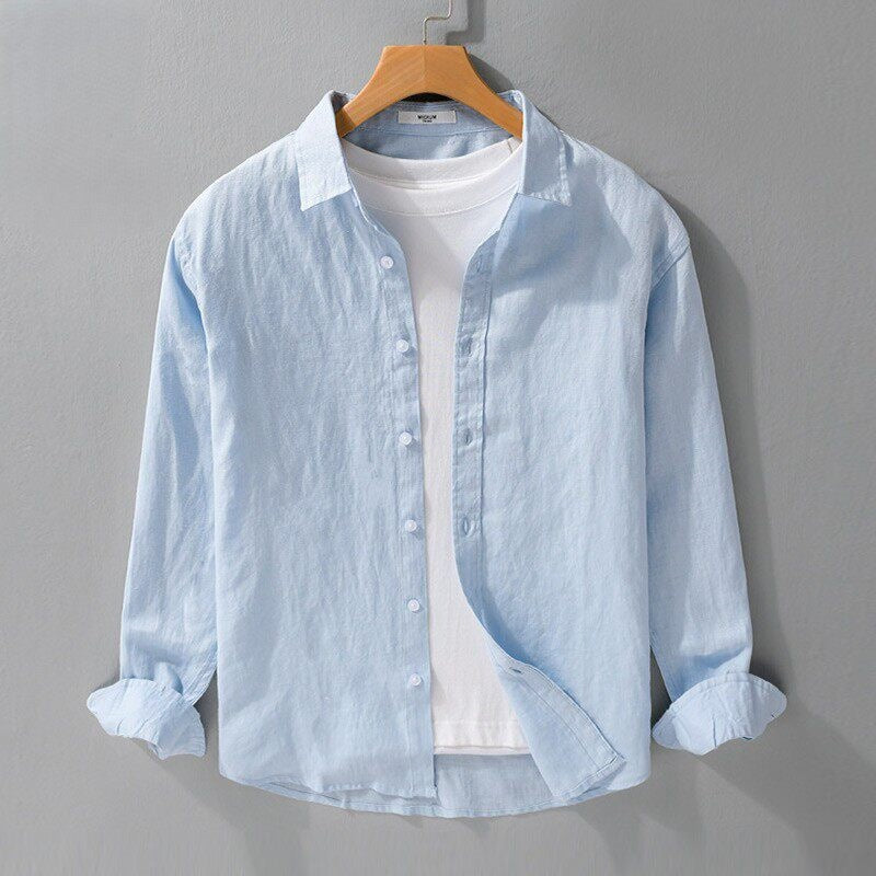 Men's Linen-Cotton Blend Cardigan Shirt