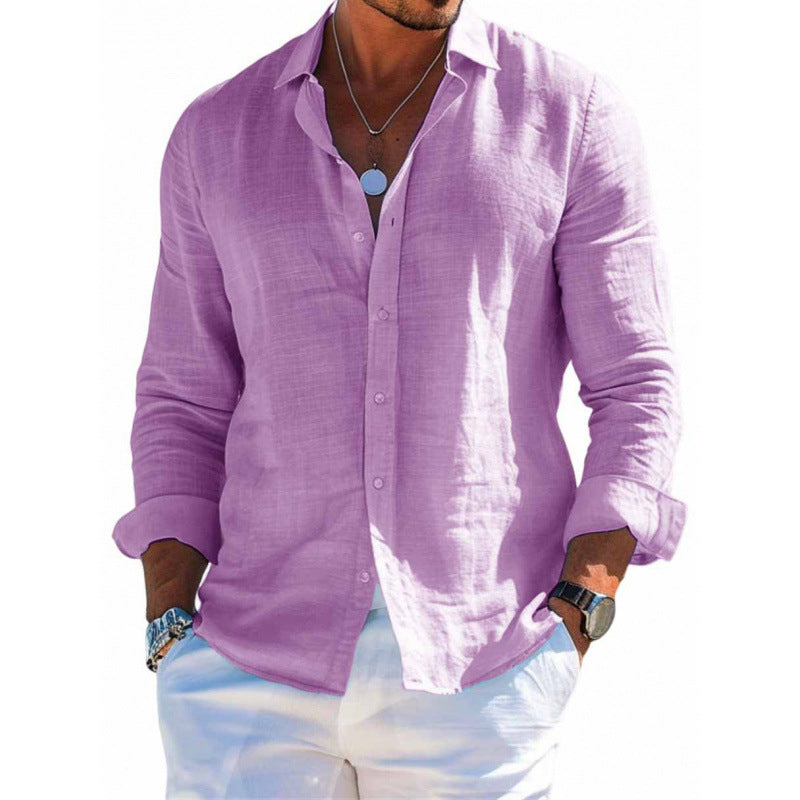 Men's Stretch Long-Sleeve Lapel Shirt