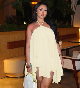 Women's Backless Lace-Up Halter Dress