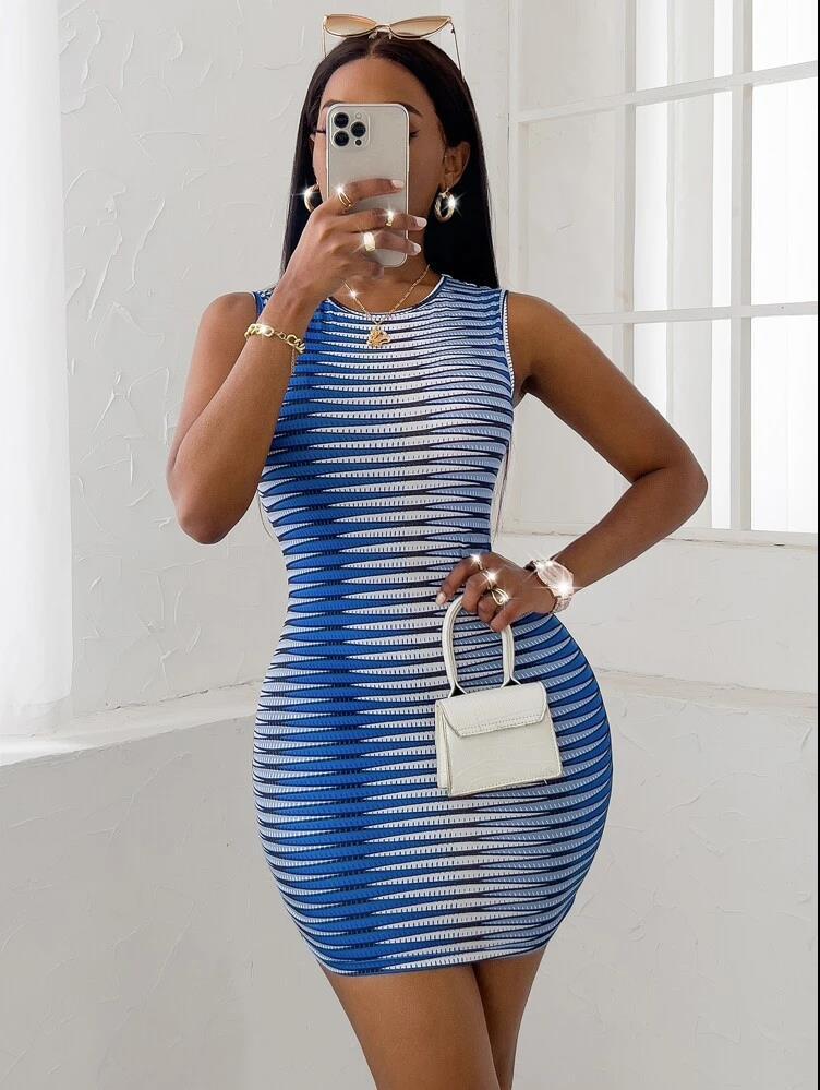 Women's African Print Milk Silk Stretch Dress