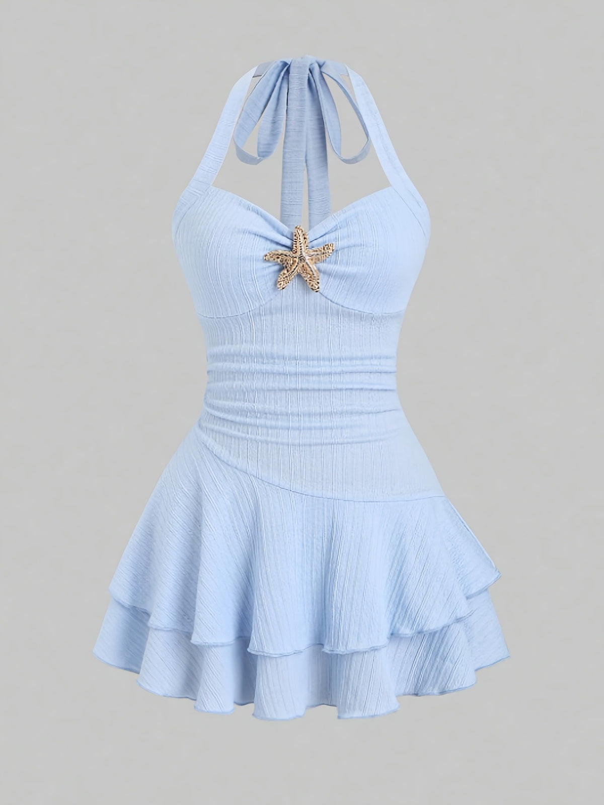 Women's Halter Neck Starfish Knitted Mini Dress