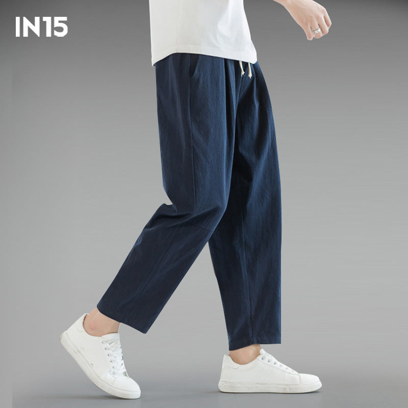 Men's Cotton Linen Cropped Pants
