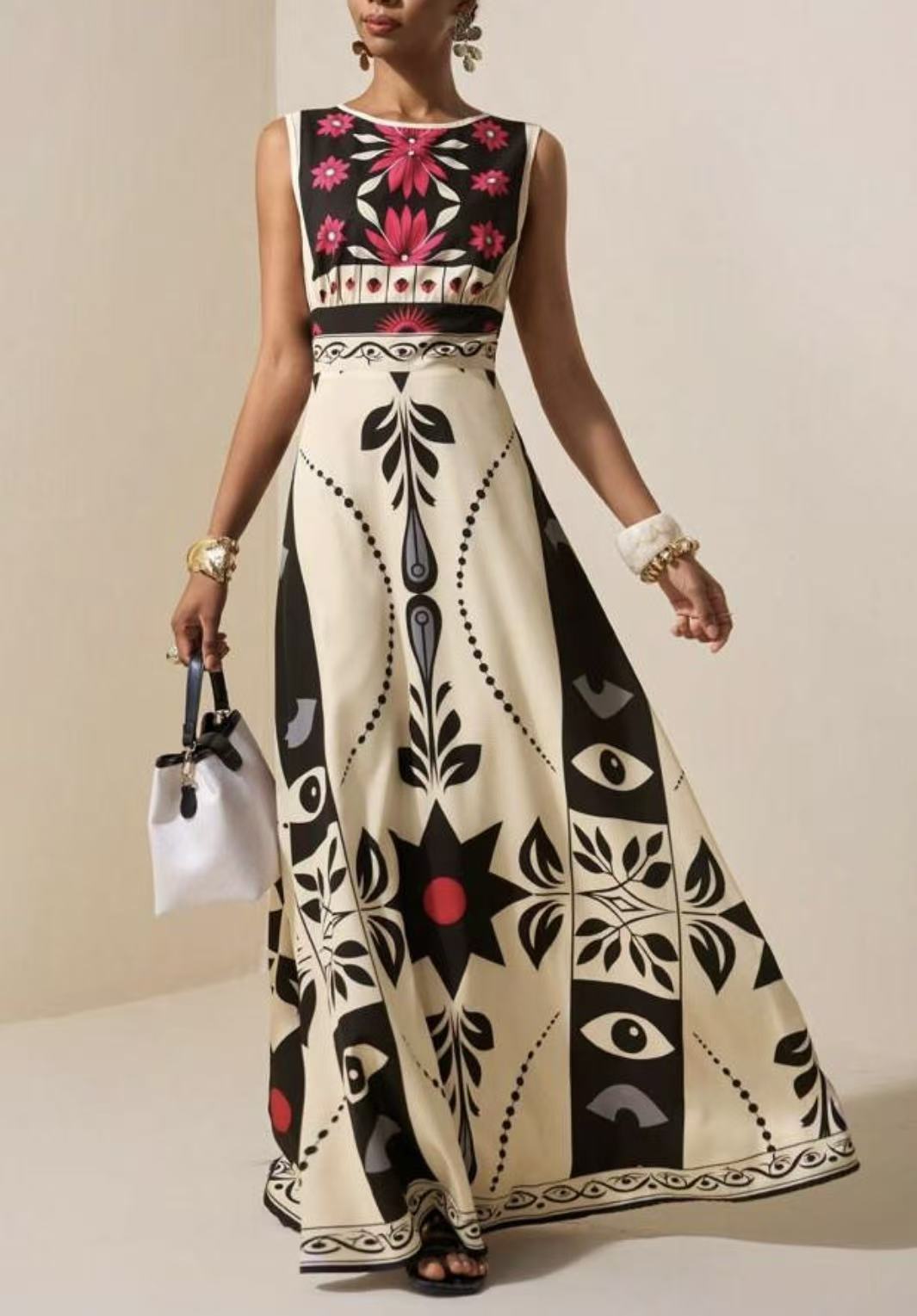 Women's Printed Bohemian Sleeveless Long Dress