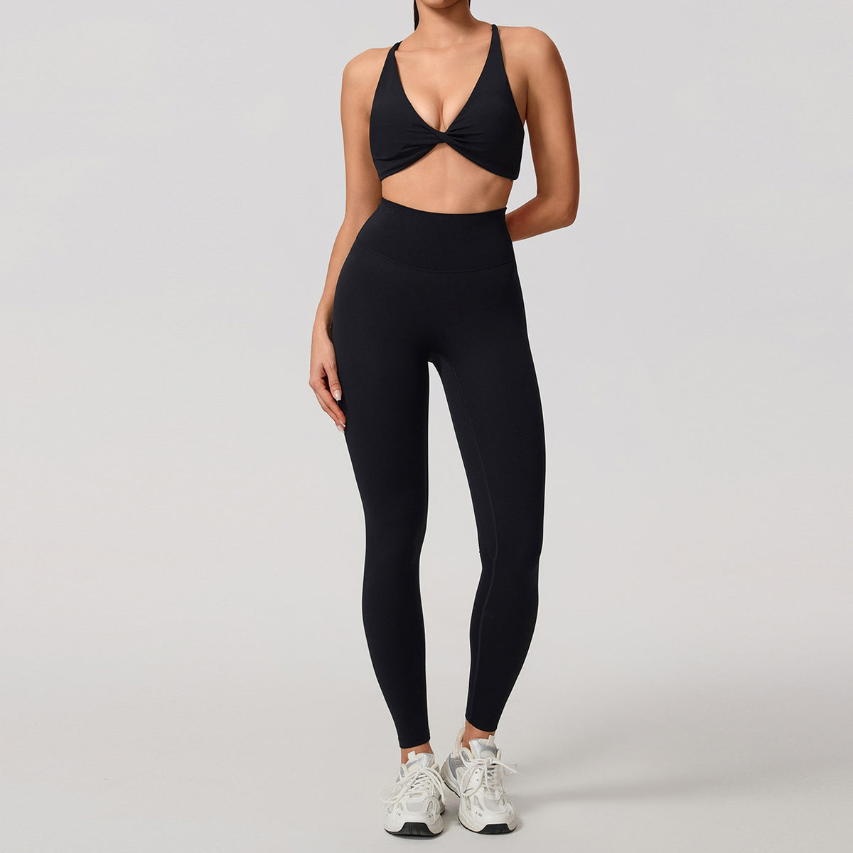 Cross-Back Sports Bra and Bottoms Set
