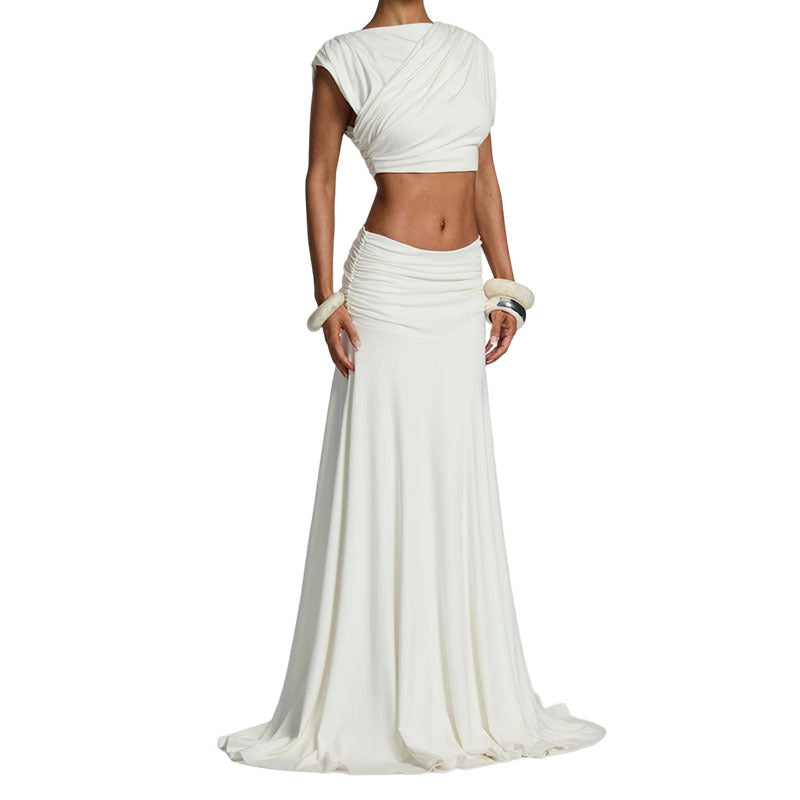 Women's Sleeveless Crop Top and Long Skirt Set