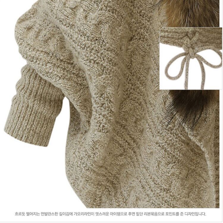 Fur-Collar Batwing Cardigan