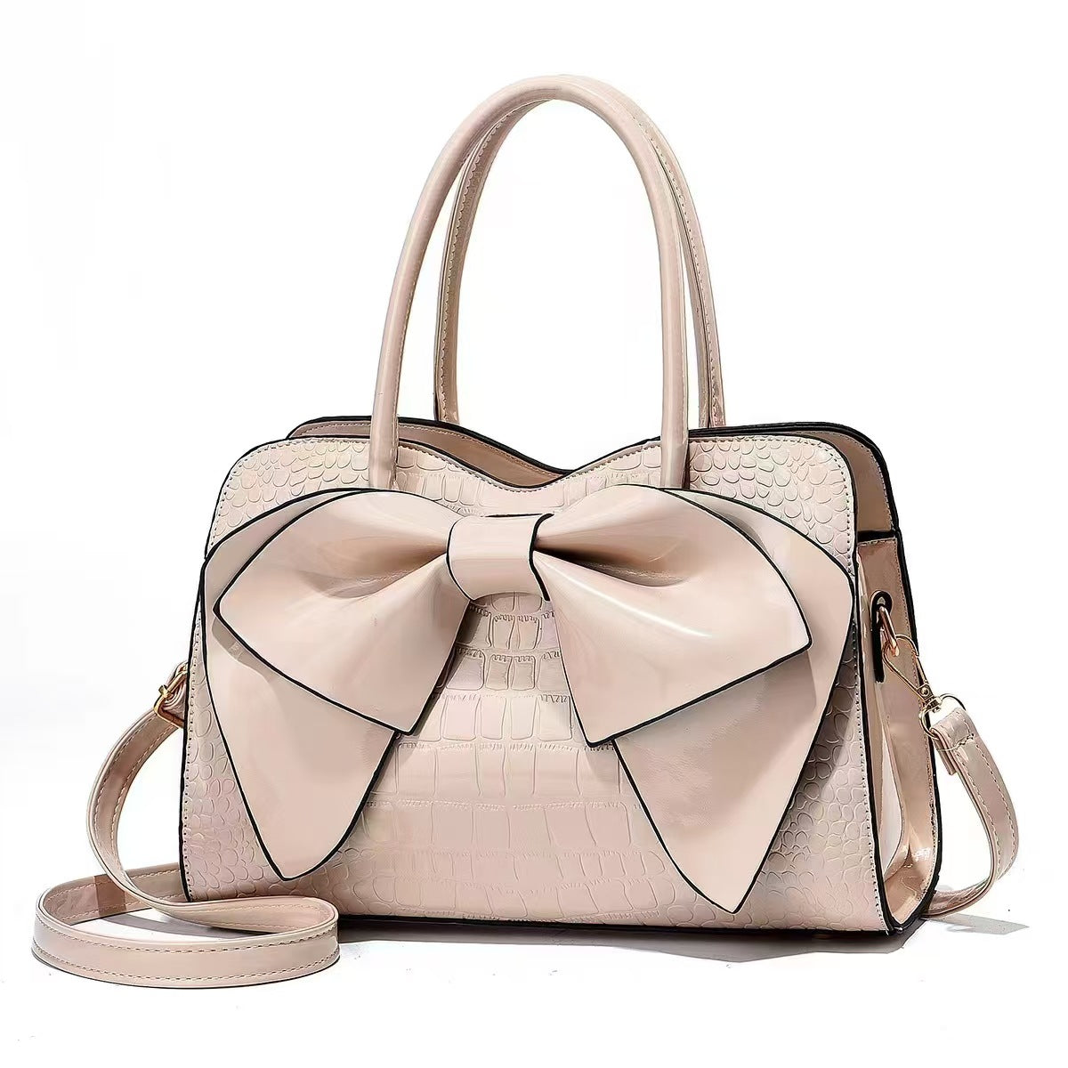 Bow Detail Pebbled Crossbody Bag