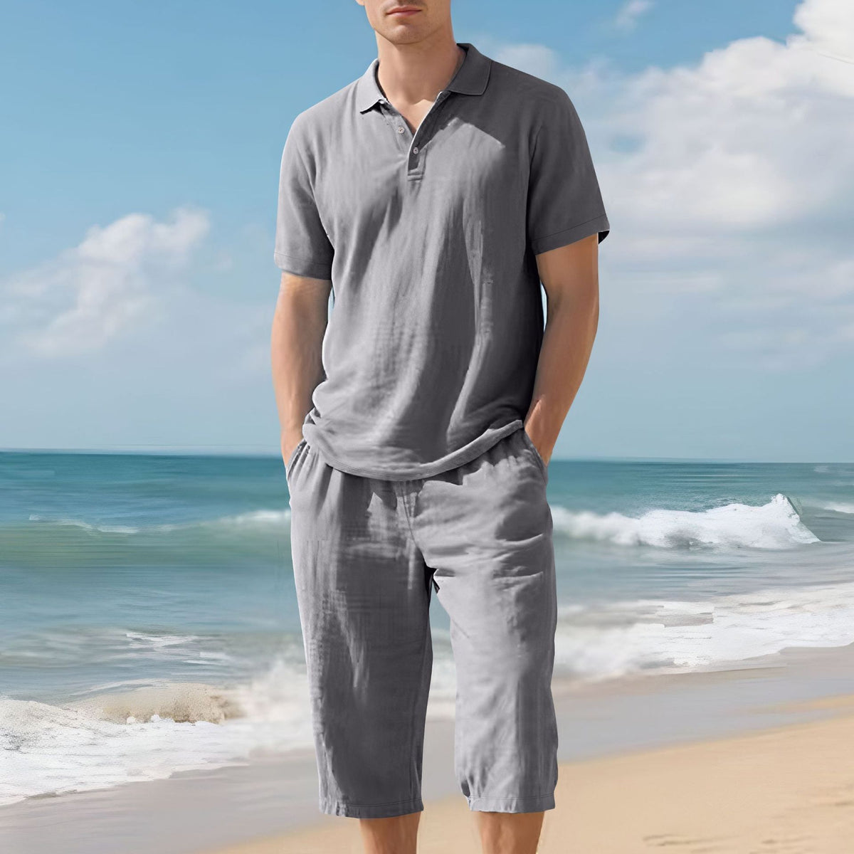 Men's Linen Shirt and Shorts Set