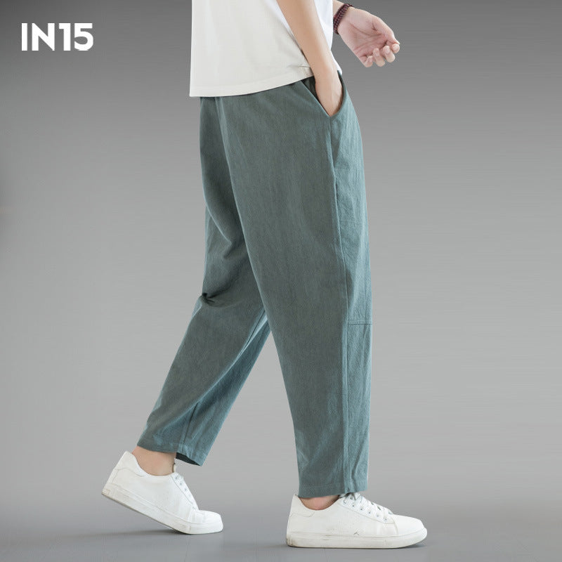 Men's Cotton Linen Cropped Pants