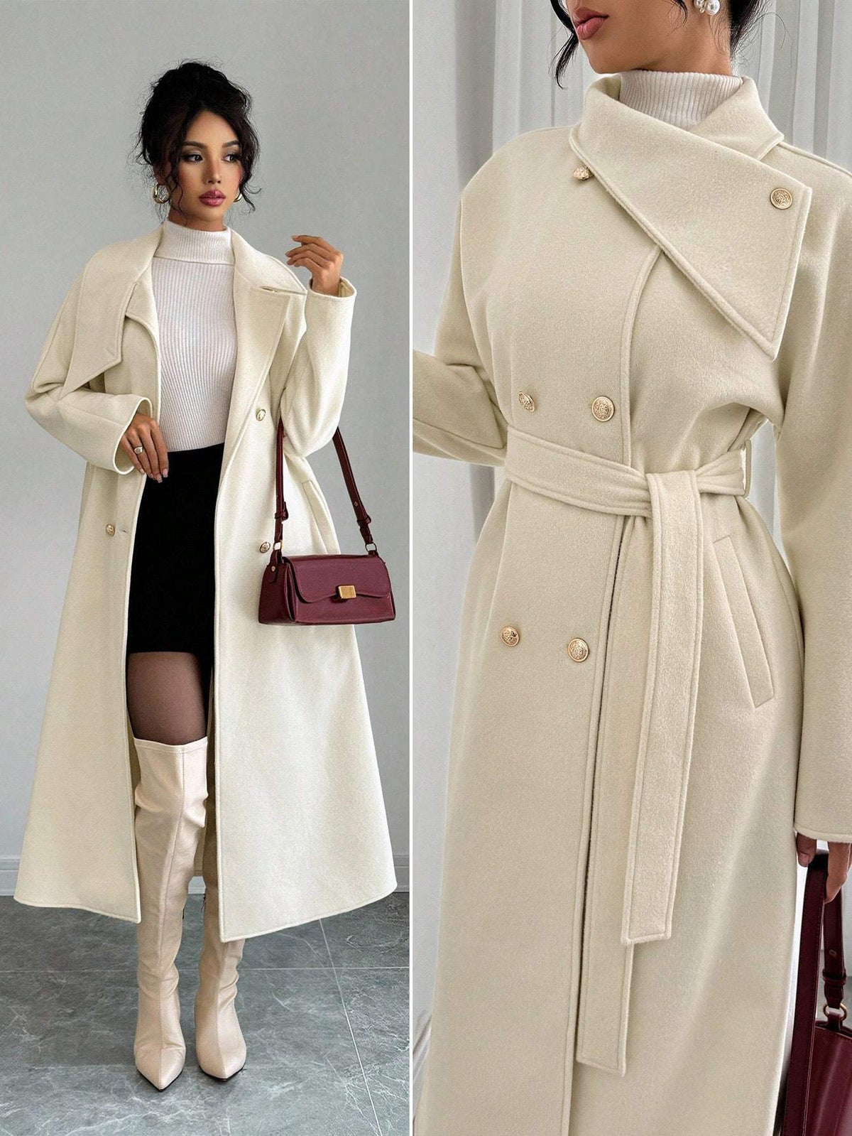 Women's Cropped Wool Blend Coat