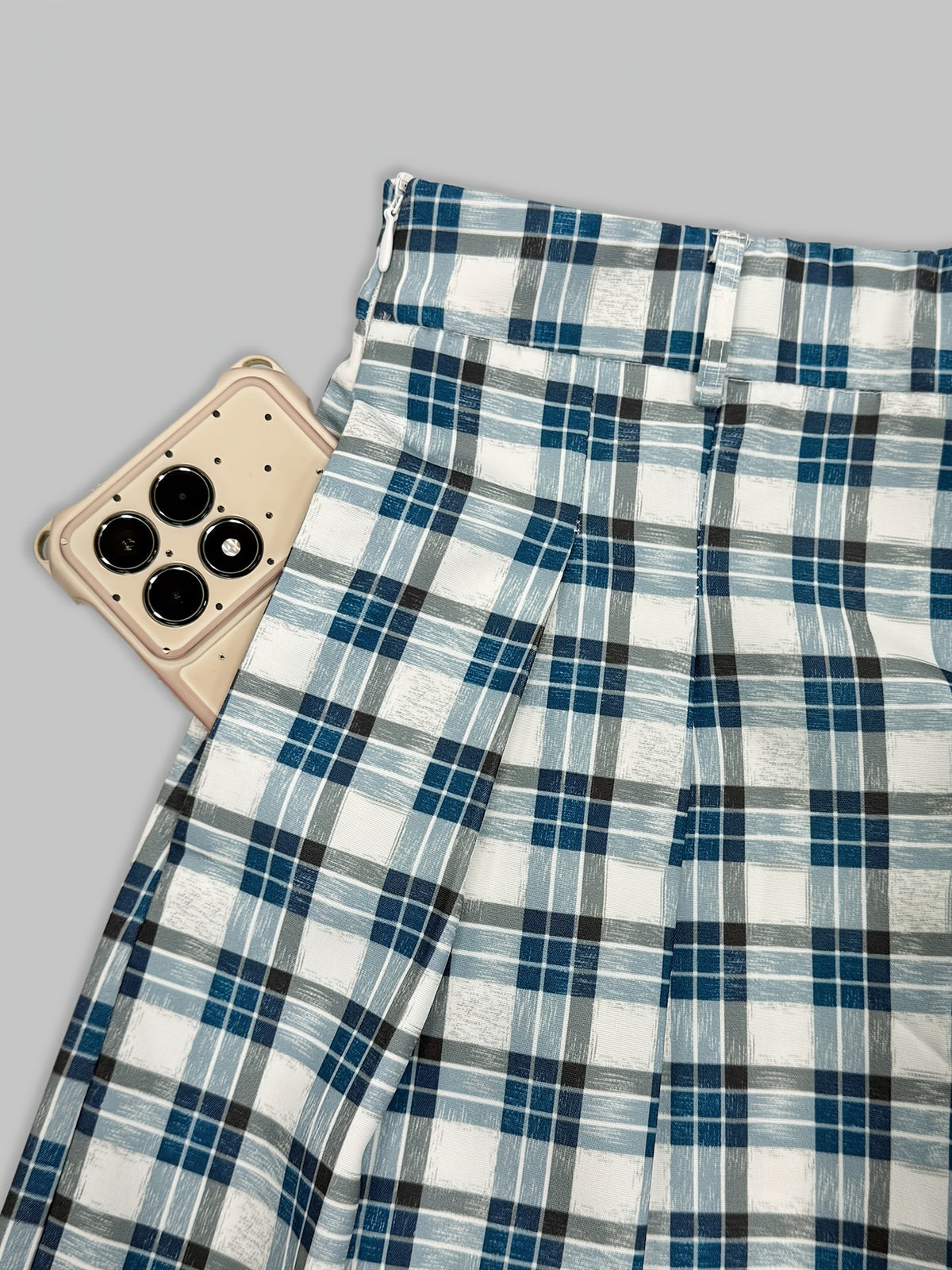 Women's Plaid Top and Wide-Leg Pants Set