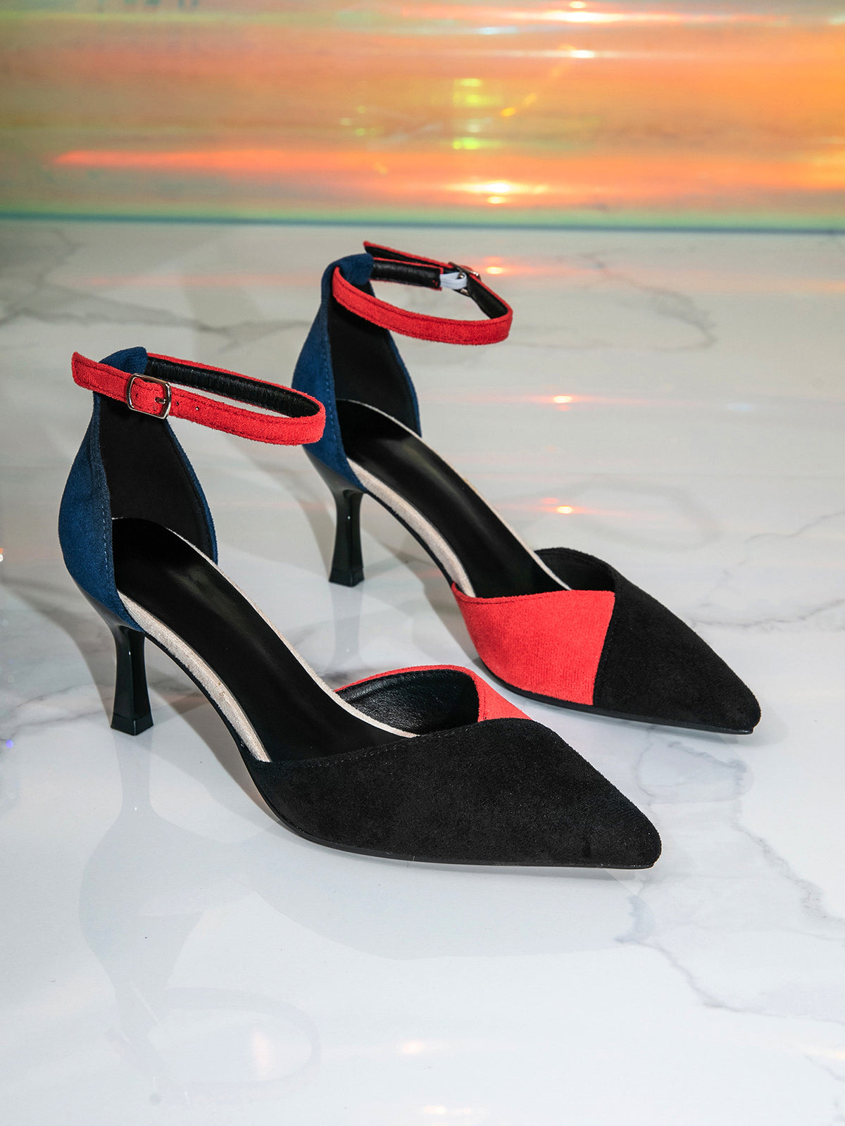 Women's Color-Block Hollow-Out Stiletto Heels