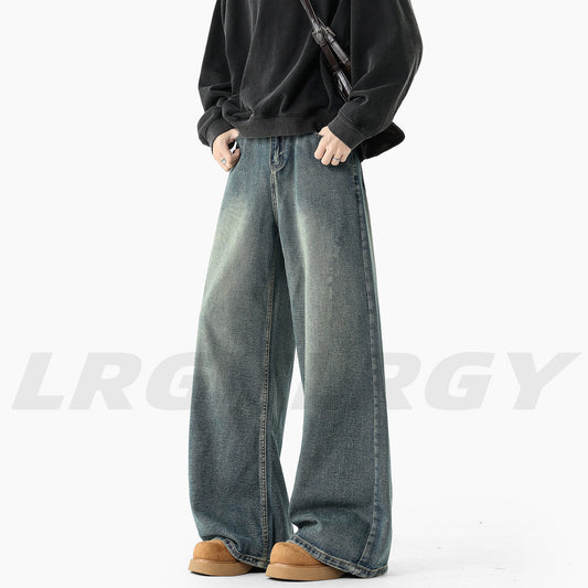 Loose Fit Washed Distressed Denim Pants