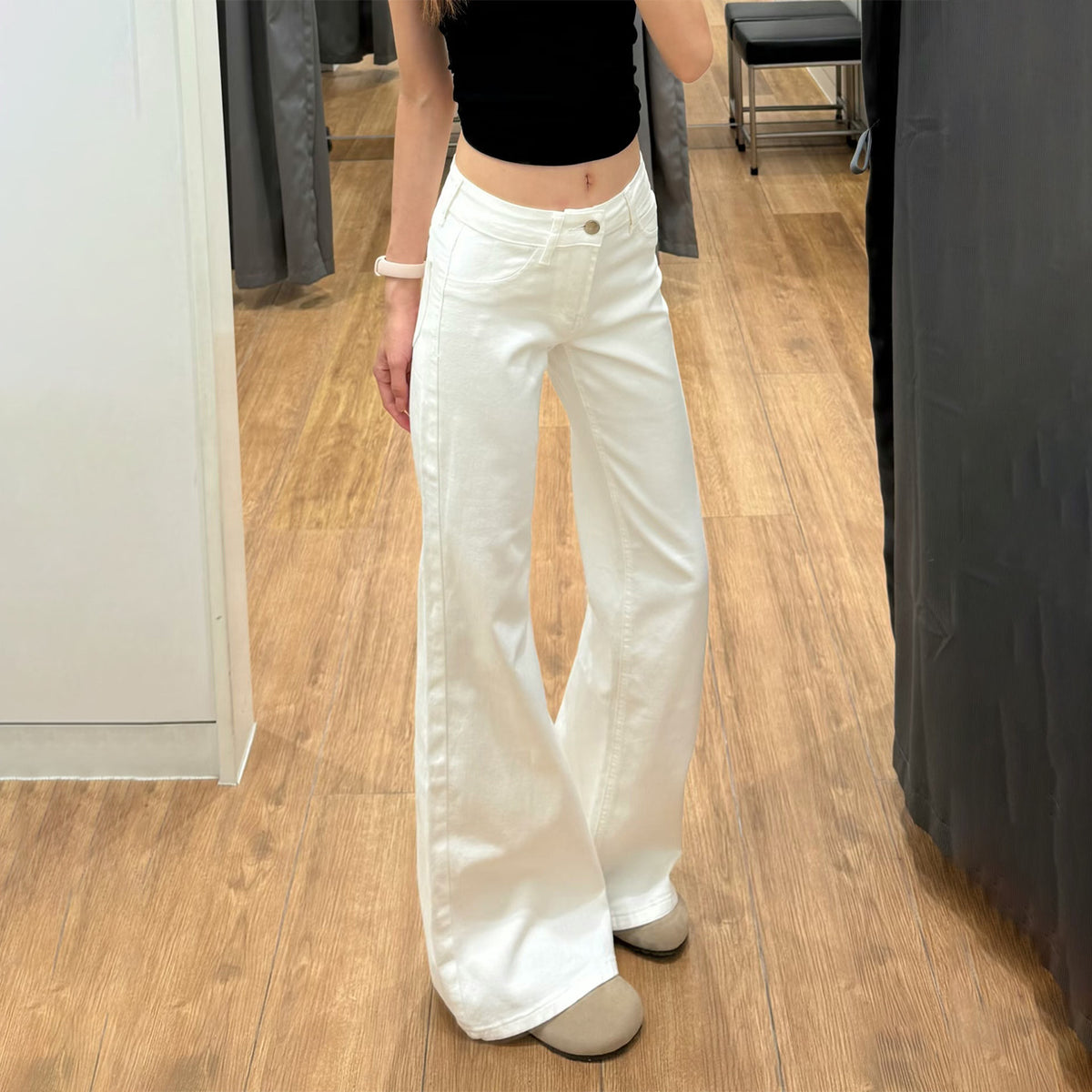 Women's High Waist Cotton Flared Pants